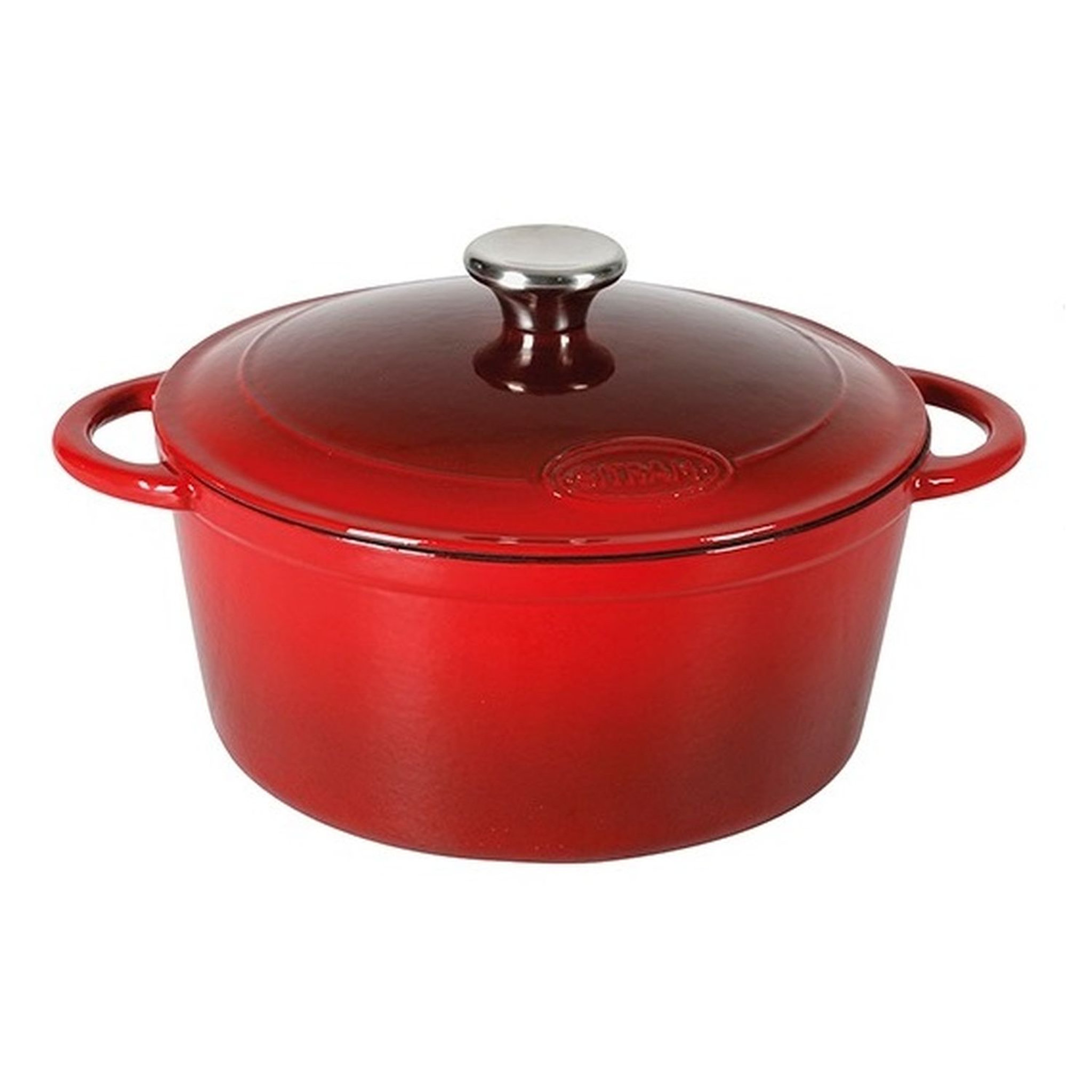 SITRAM Cocotte induction ronde en ronde d'acier rouge émaille blanc 7 litres