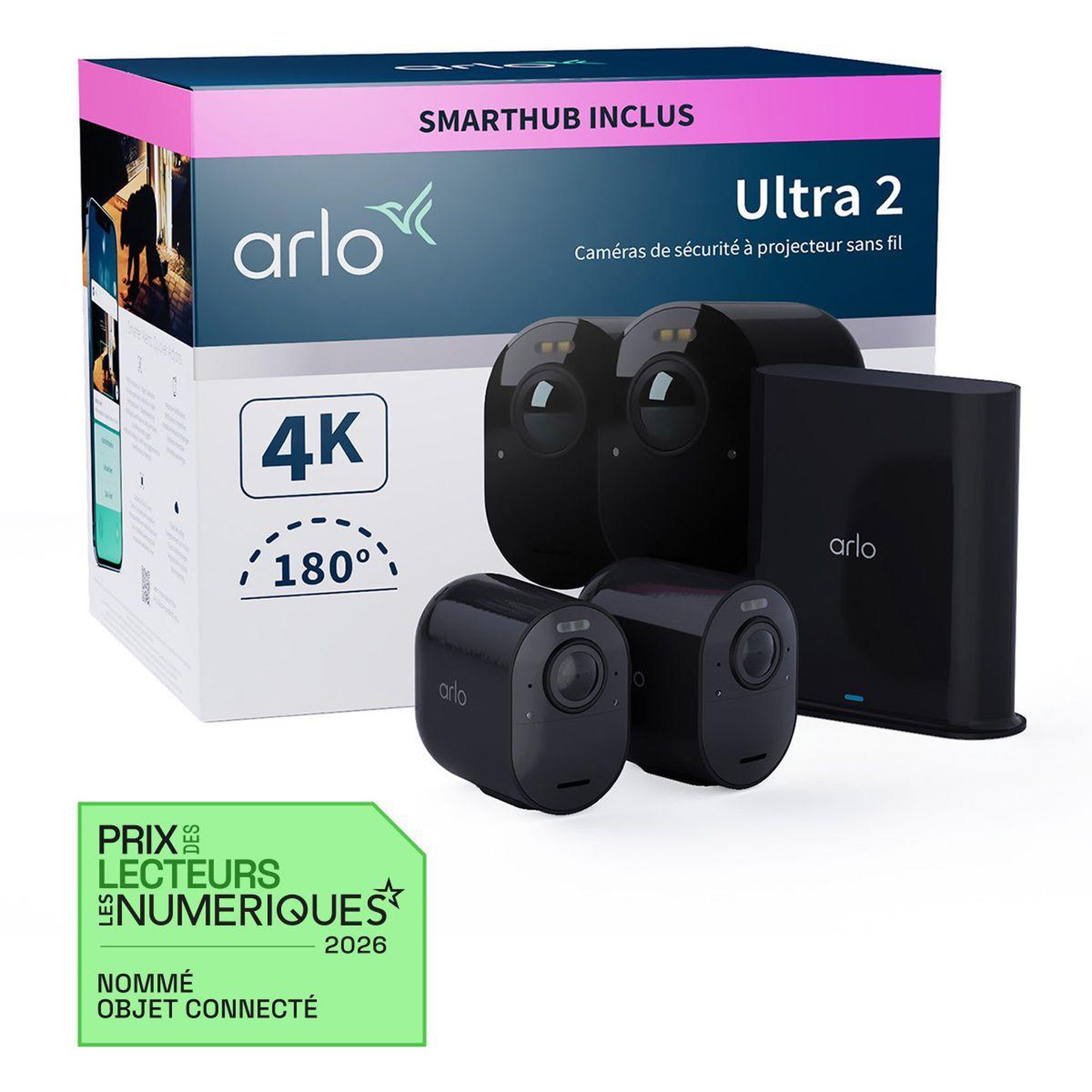 Voir la diapositive 2 : ARLO Caméra de surveillance 2 caméras extérieures noires Ultra 2