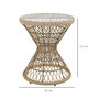 Voir la diapositive 3 : OUTSUNNY Table basse ronde de jardin en résine aspect rotin métal et plateau verre trempé Ø 45 x 52H cm beige