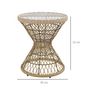 Voir la diapositive 3 : OUTSUNNY Table basse ronde de jardin en résine aspect rotin métal et plateau verre trempé Ø 45 x 52H cm beige