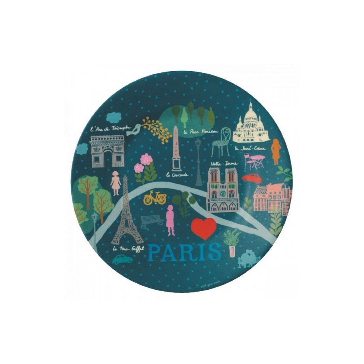 Petit Jour Assiette à Dessert Plan Paris Bleue pour Enfants - Design Original et Pratique