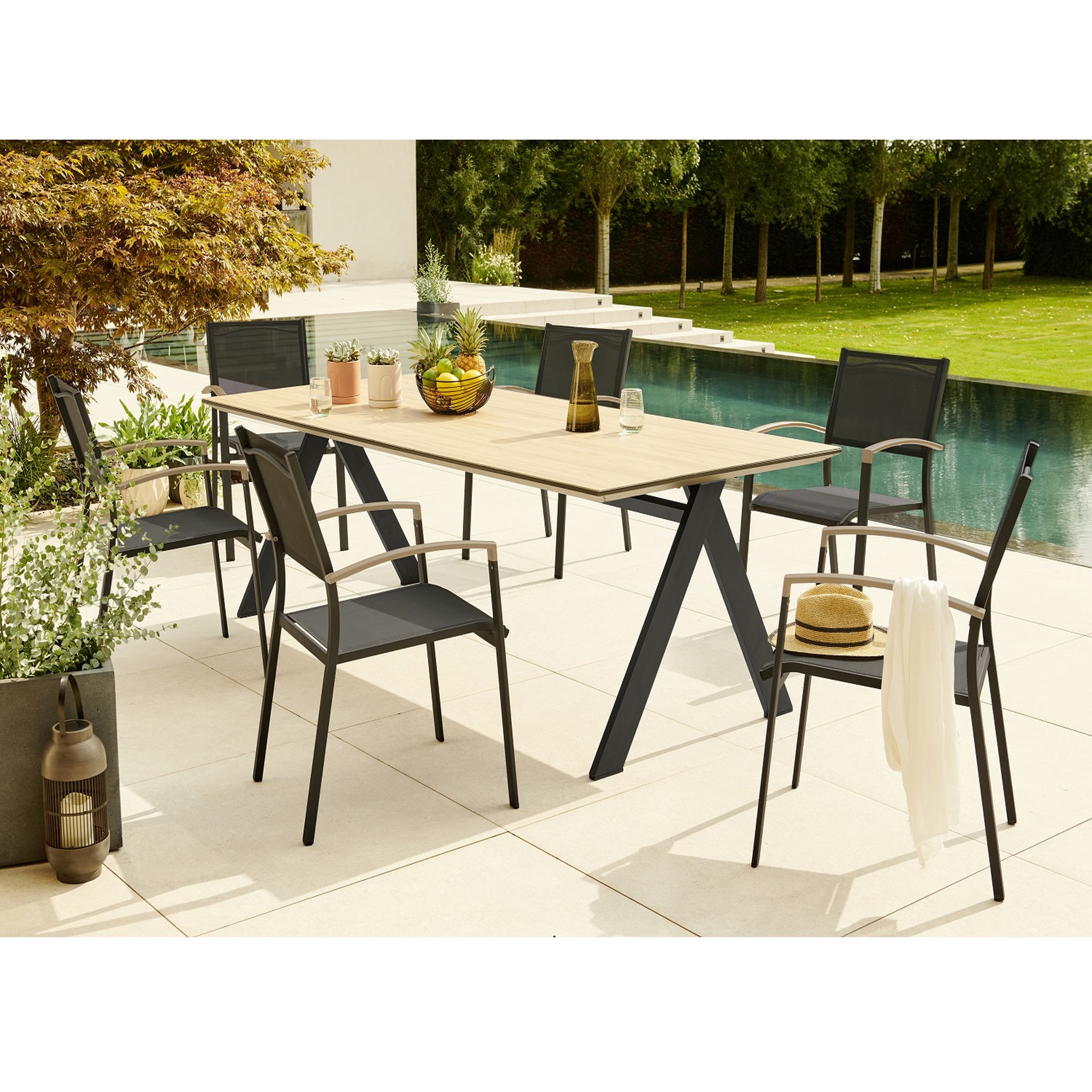 Voir la diapositive 5 : GARDENSTAR Fauteuil de jardin aluminium gris bleuté