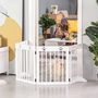 Voir la diapositive 4 : PAWHUT Barrière de sécurité pour animaux - barrière modulable pliable 4 panneaux - motif patte - 2 pieds support - bois de pin blanc