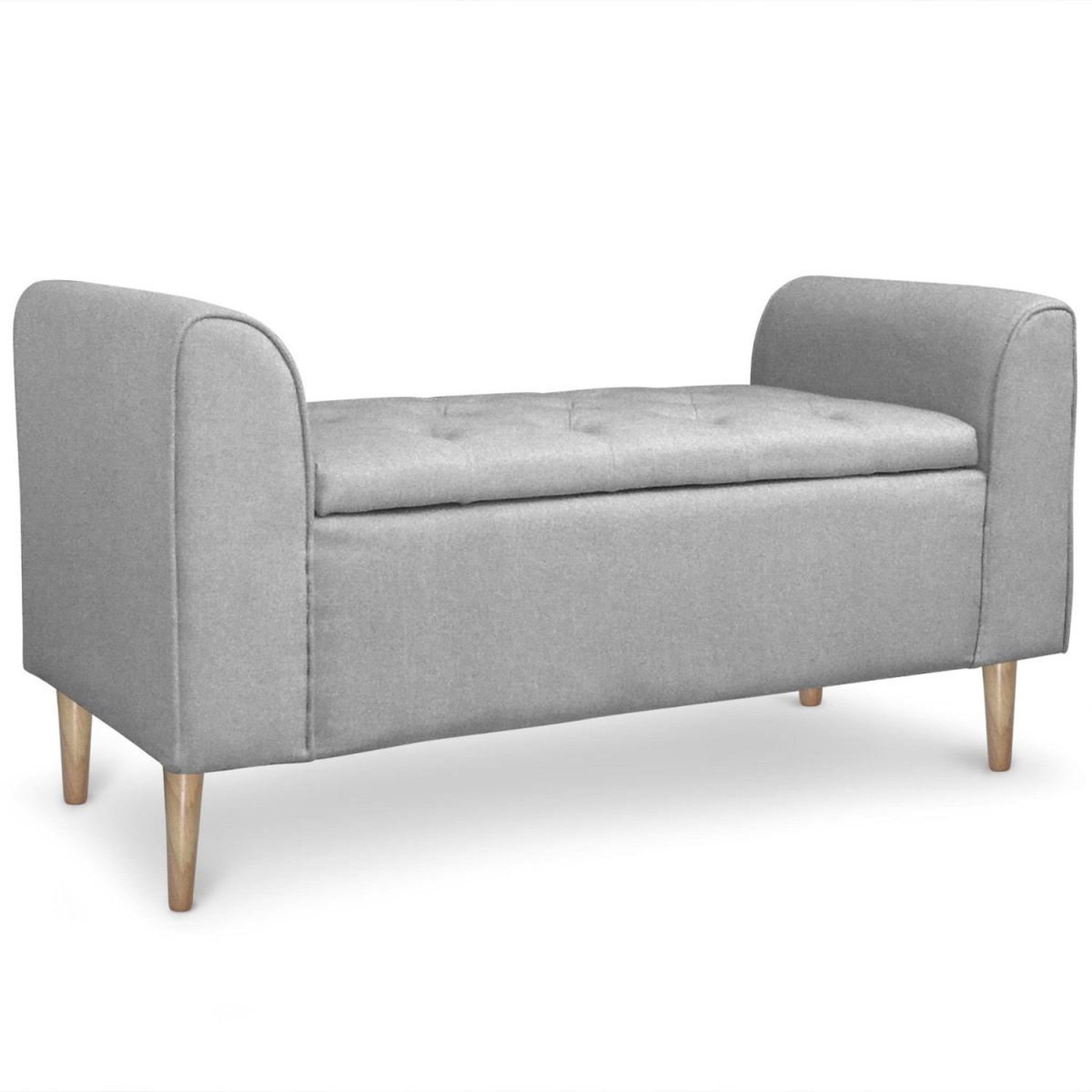Paris Prix Banquette coffre en tissu  pooh  114cm gris clair