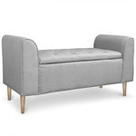 Paris Prix Banquette Coffre en Tissu  Pooh  114cm Gris Clair