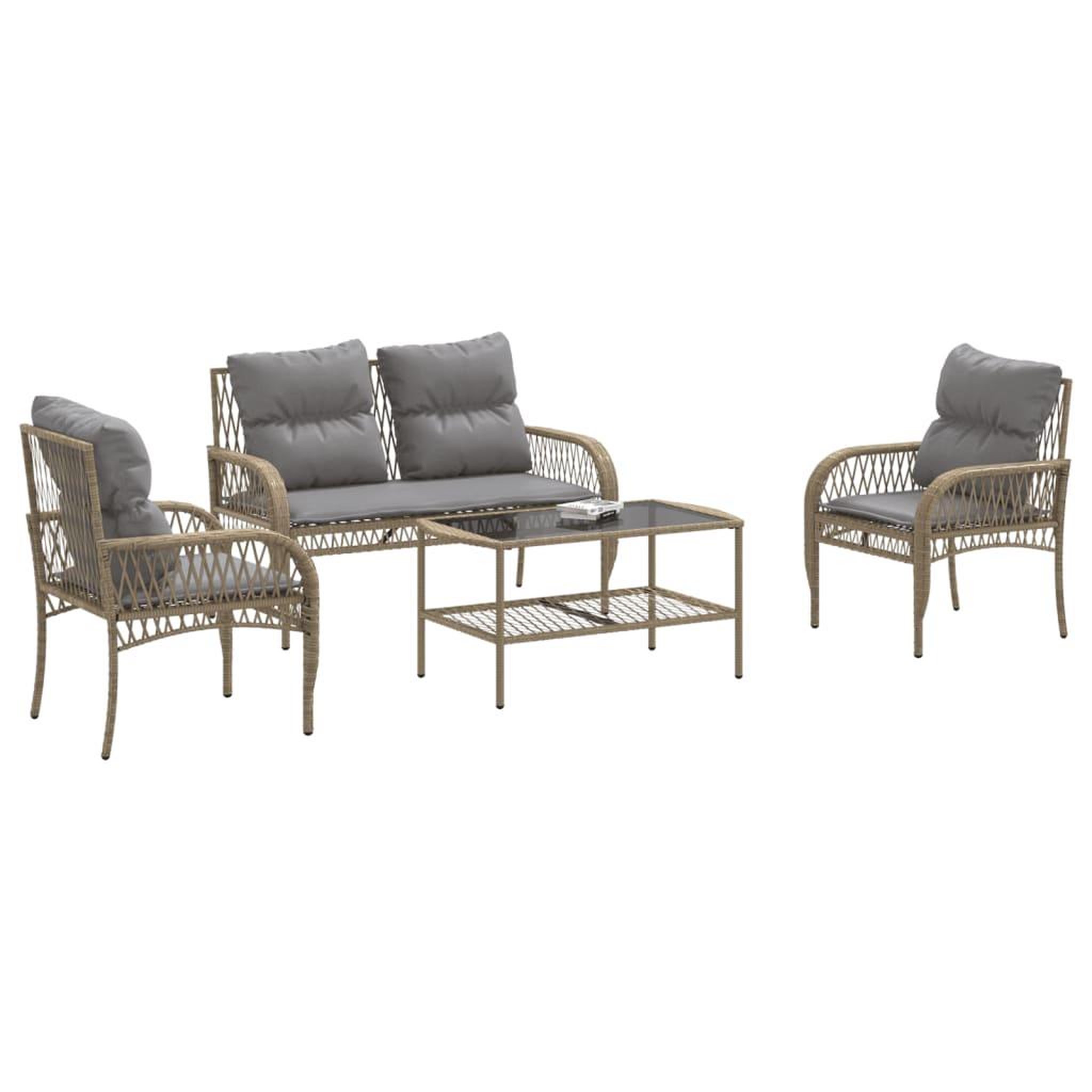 Voir la diapositive 3 : VIDAXL Salon de jardin avec coussins 4 pcs beige resine tressee
