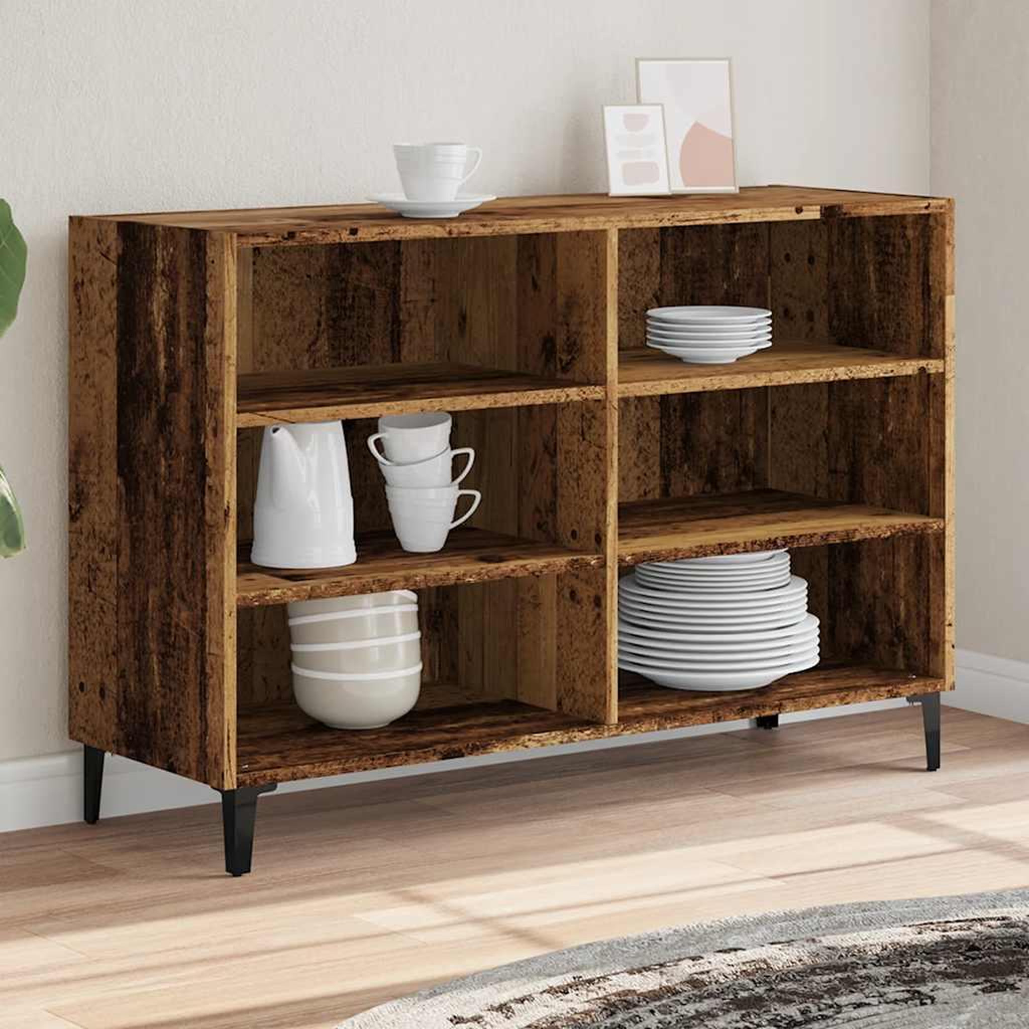 Voir la diapositive 3 : VIDAXL Buffet vieux bois 103,5x35x70 cm bois d'ingenierie