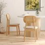 Voir la diapositive 2 : Rendez vous déco Lot de 2 chaises en bois clair, tissu beige et rotin synthétique - Maria