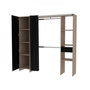 Voir la diapositive 5 : EKIPA Dressing ARTIC avec rideau - EKIPA - Décor Chene et noir - 1 colonne + 1 armoire + 2 penderies + 2 tiroirs