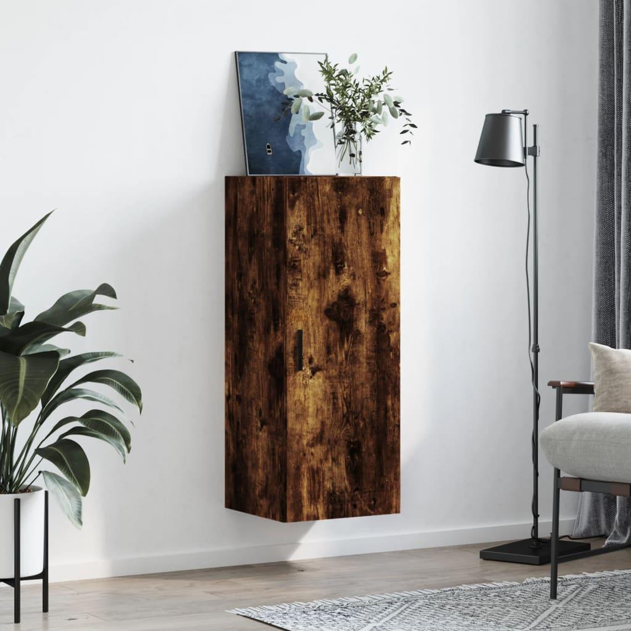 Voir la diapositive 3 : VIDAXL Armoire murale chene fume 34,5x34x90 cm