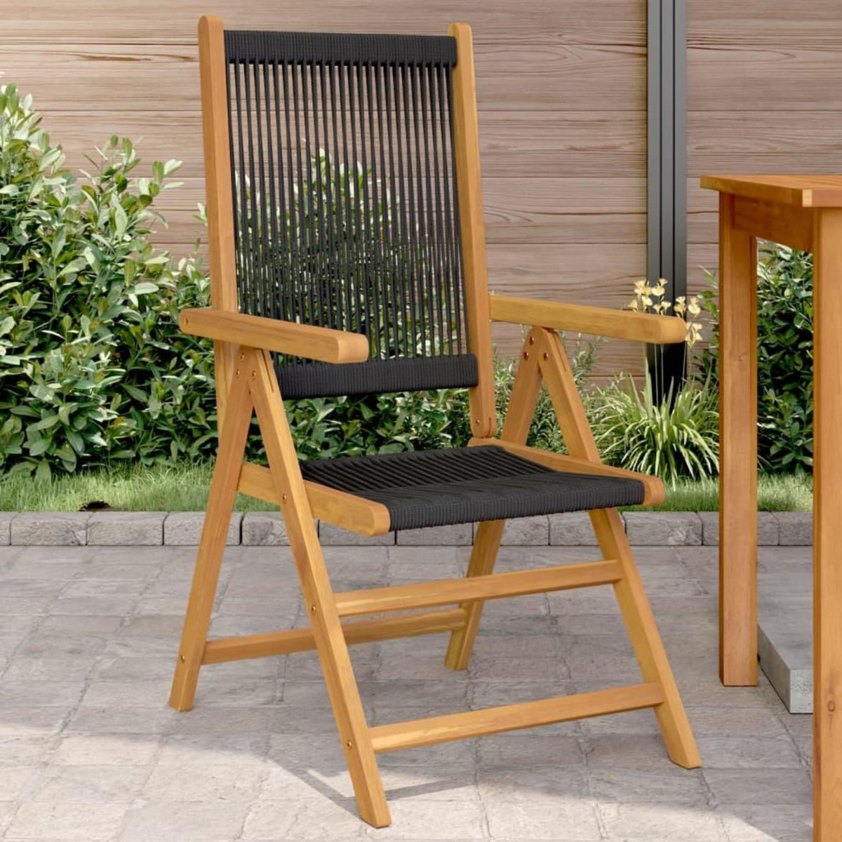 VIDAXL Chaises de jardin lot de 2 noir bois d'acacia et polypropylene