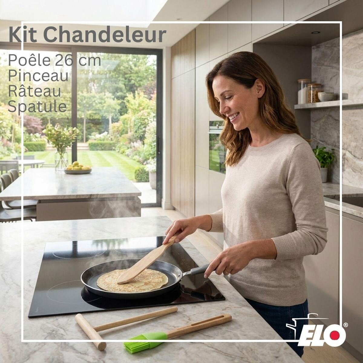 ELO Set chandeleur avec crêpière 26 cm et 3 ustensiles Elo Ducato