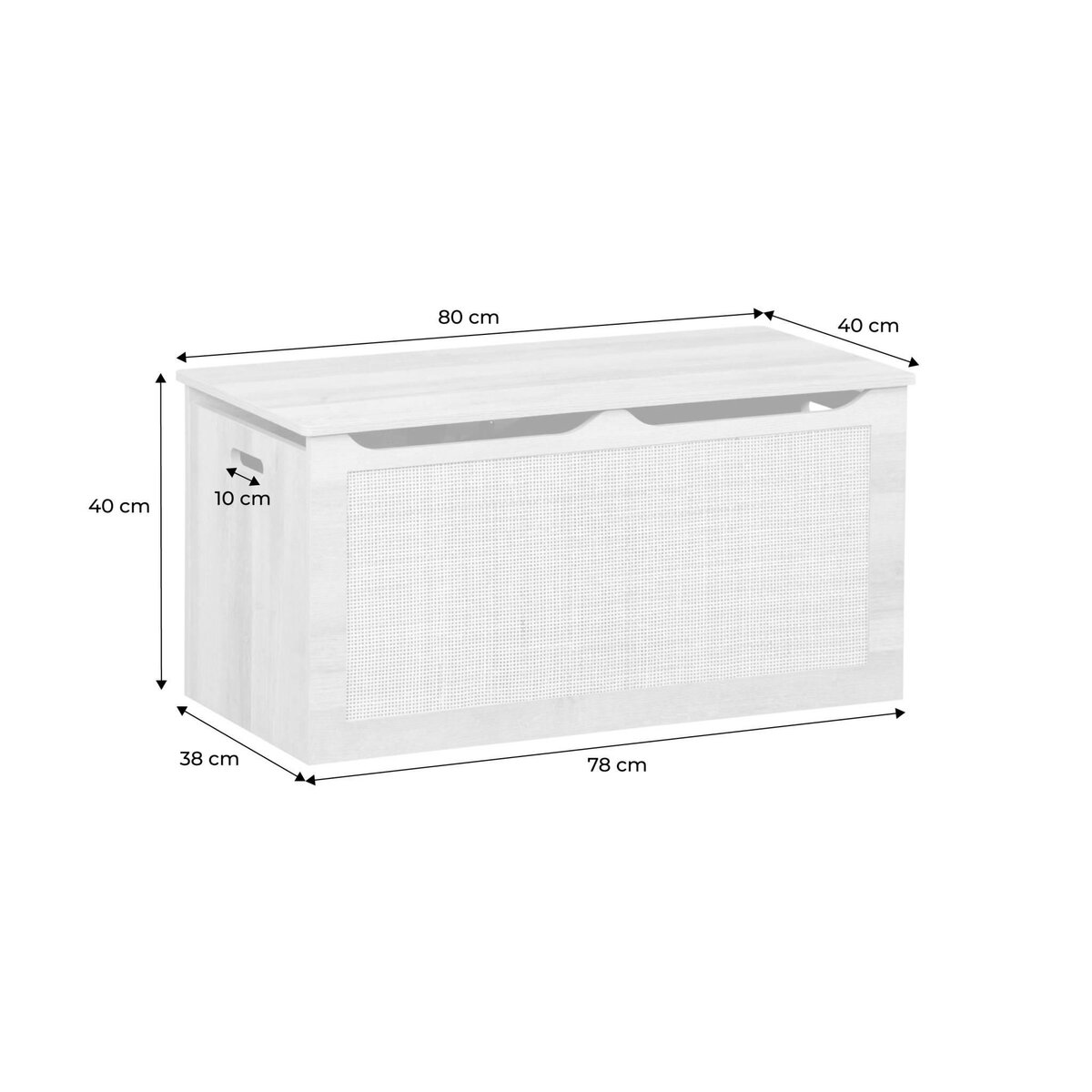 SWEEEK Coffre à jouets cannage. couvercle. poignées latérales pour chambre enfant