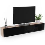 ID MARKET Meuble TV 180 cm suspendu ELIO 2 portes bois et noir