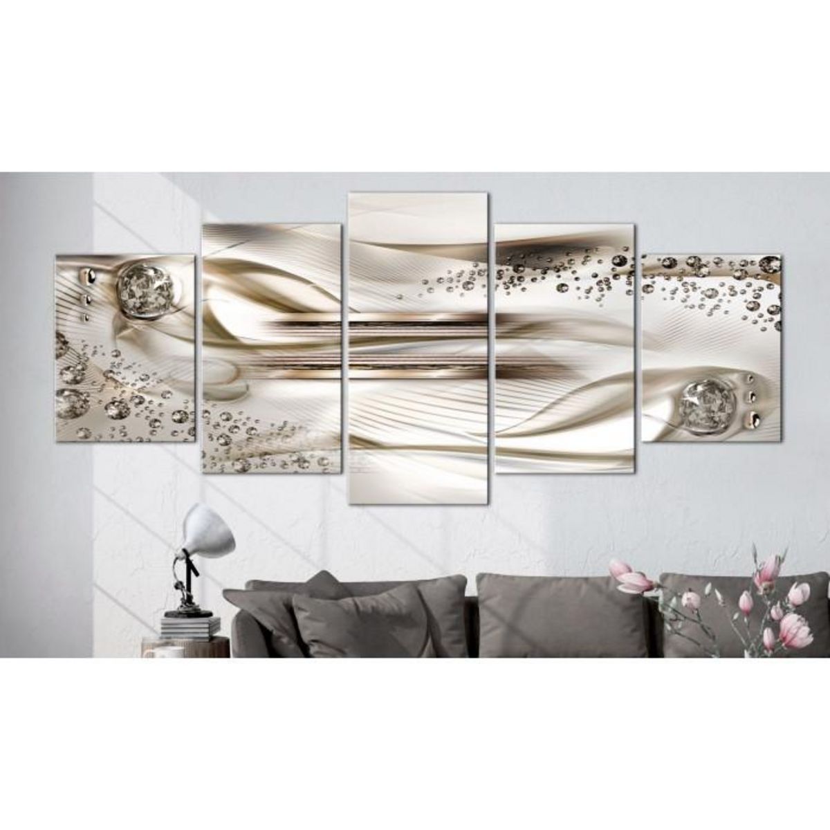 Paris Prix Tableau 5 Panneaux  Underwater Harp Wide Brown