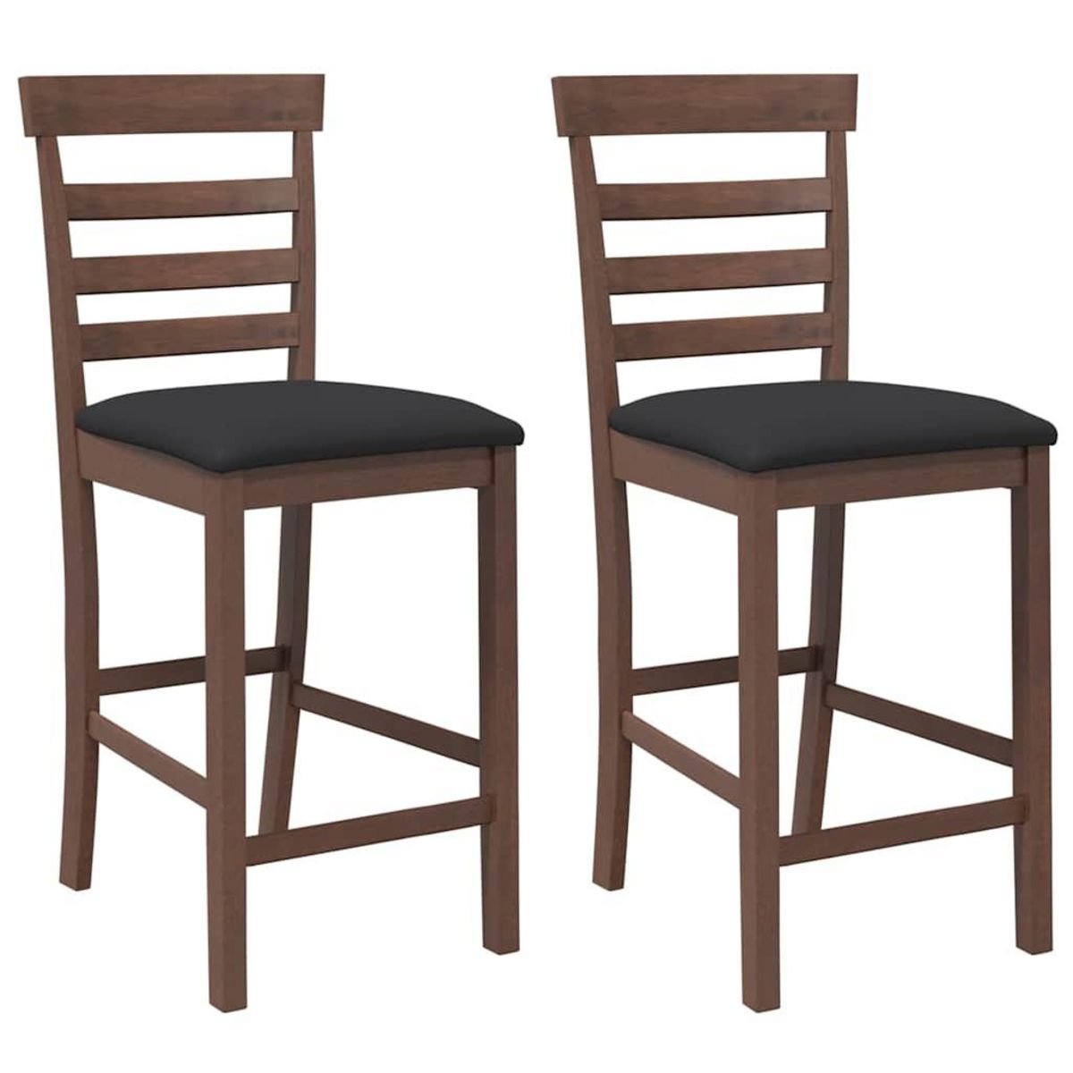 VIDAXL Tabourets de bar avec coussins 2 pcs marron bois massif d'hevea