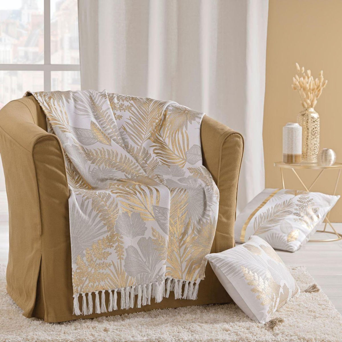 Douceur d'Intérieur Coussin Déco Imprimé  Melisse  40x60cm Multicolore