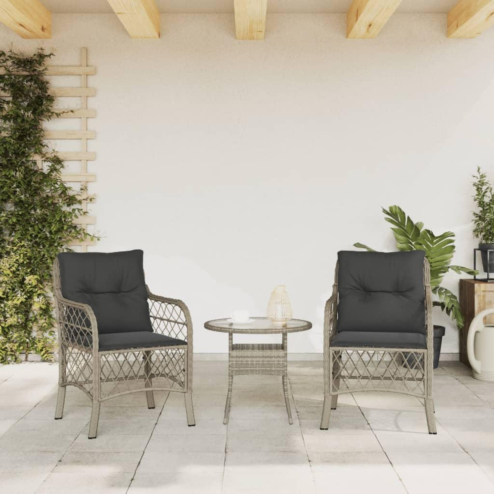 Voir la diapositive 3 : VIDAXL Chaises de jardin coussins lot de 2 gris clair resine tressee