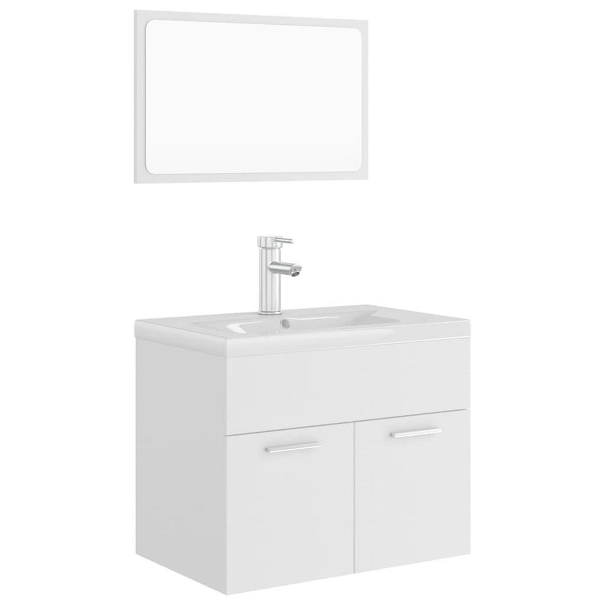 VIDAXL Ensemble de meubles de salle de bain Blanc Agglomere