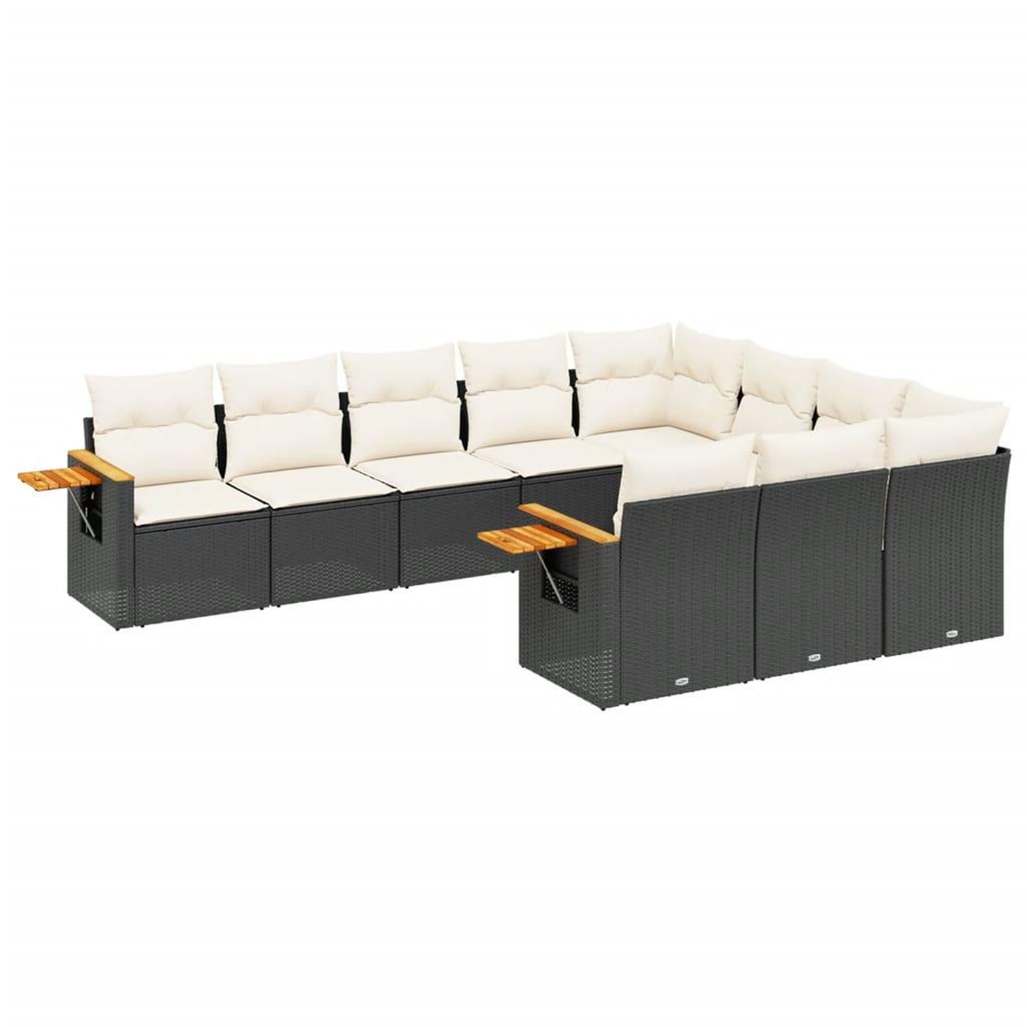 Voir la diapositive 2 : VIDAXL Salon de jardin 10 pcs avec coussins noir resine tressee