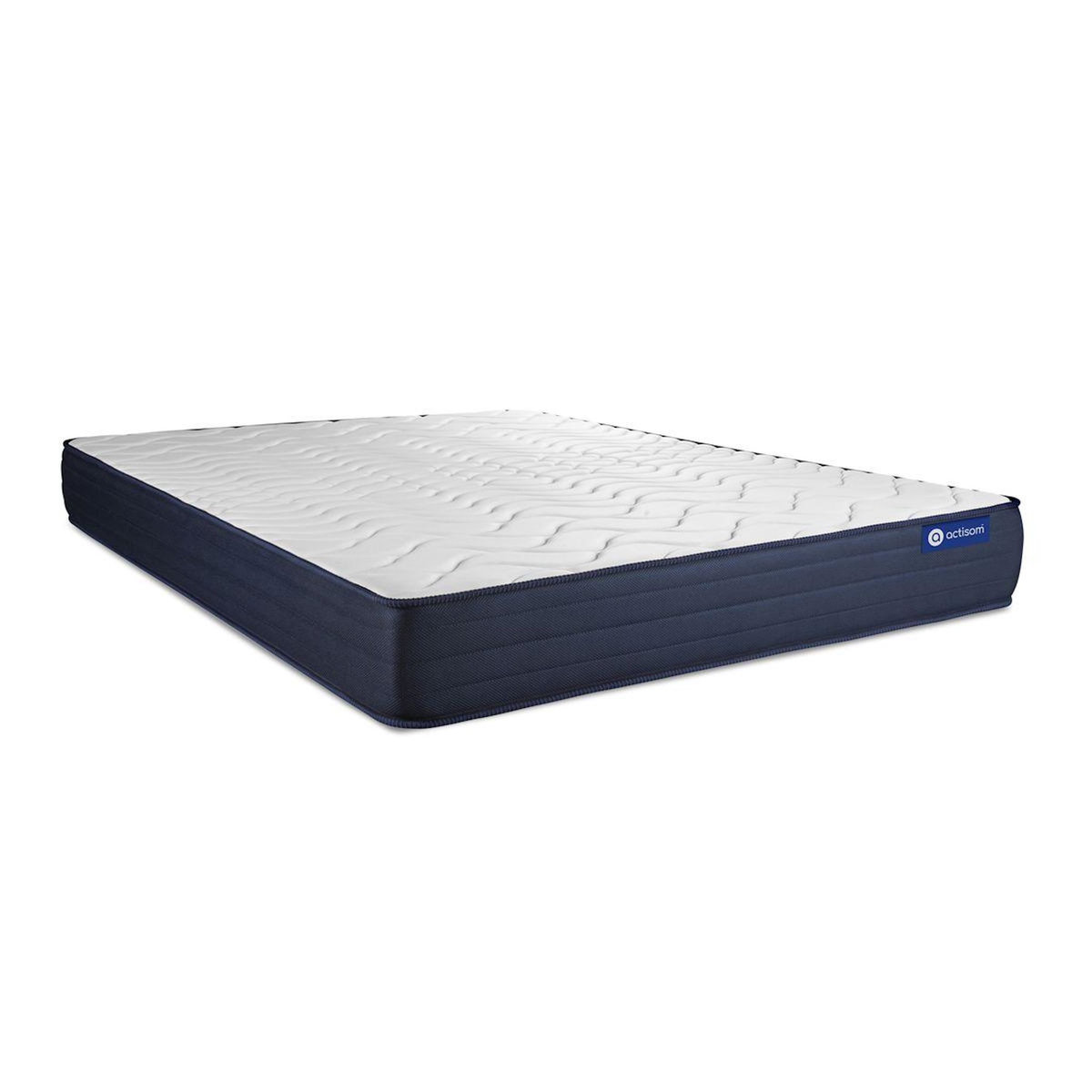ACTISOM Pack prêt à dormir matelas ACTIFLEX LIFE 140x190 Ressorts ensachés + Mémoire de forme + sommier KIT gris +2oreillers+couette