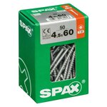 CENTRALE BRICO Lot de 50 vis acier tête fraisée torx SPAX, Diam.4.5 mm x L.60 mm