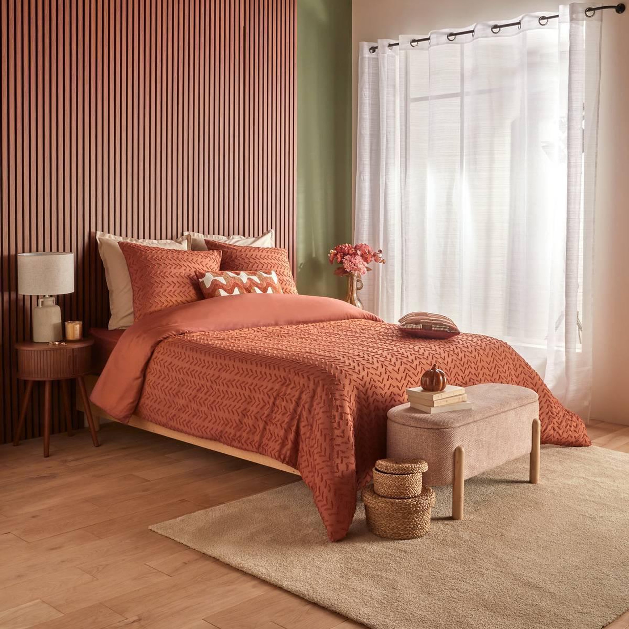 ATMOSPHERA Parure de lit 3 pièces  toni  240x220cm terracotta