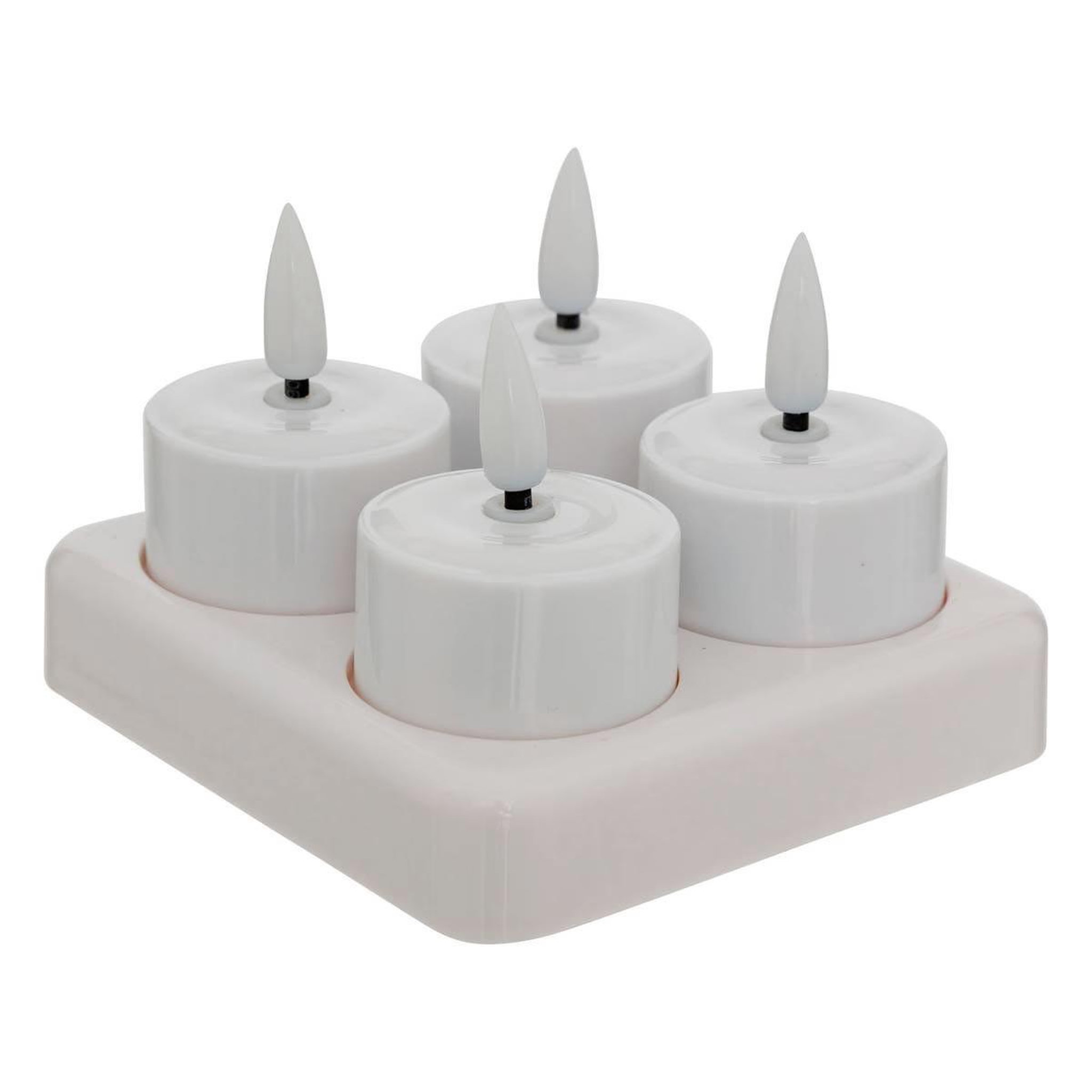 ATMOSPHERA Lot de 4 bougies led rechargeables  aitor  10cm blanc