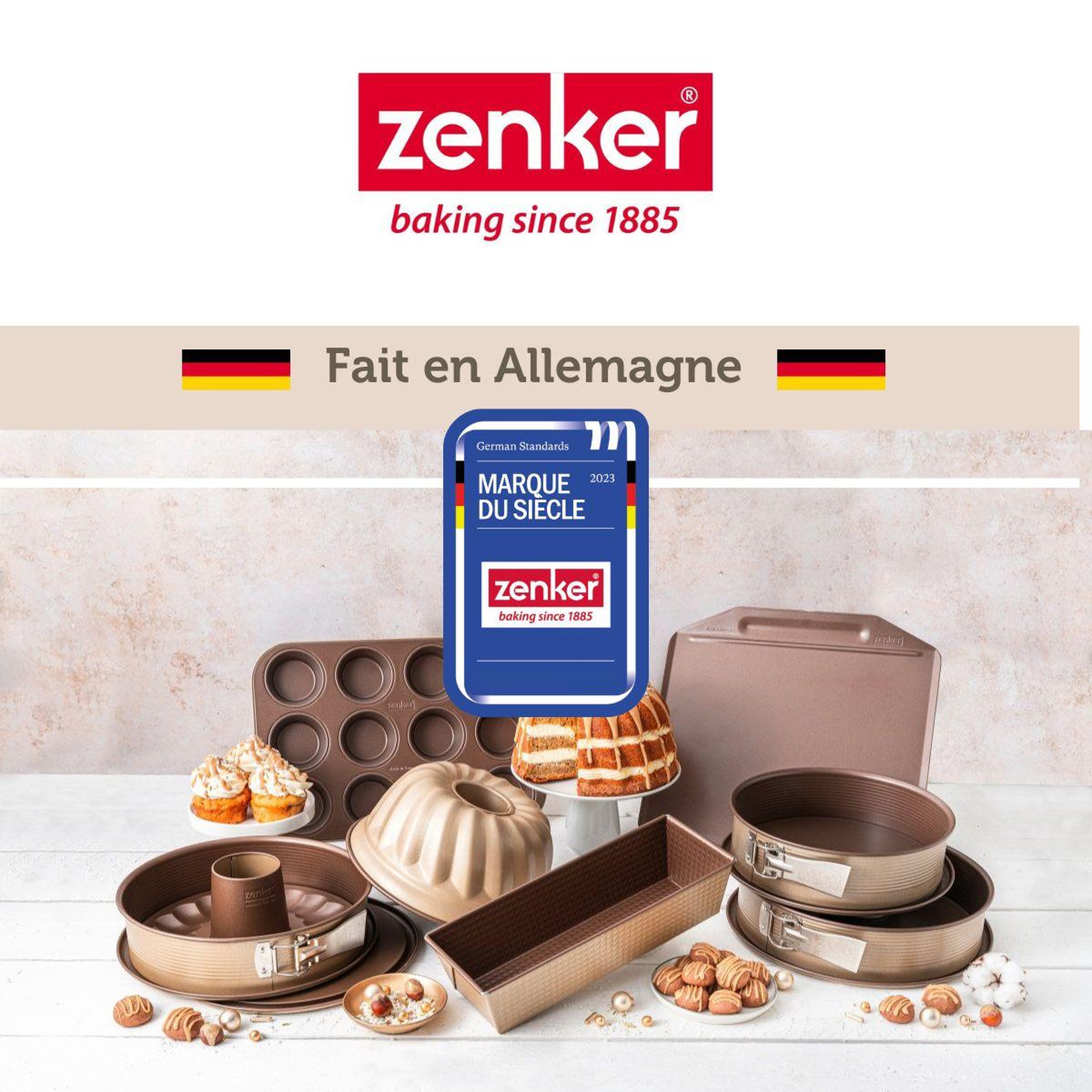 Voir la diapositive 6 : ZENKER Ensemble de 2 plaques à pâtisserie sans rebords 36 x 33 cm zenker mojave gold
