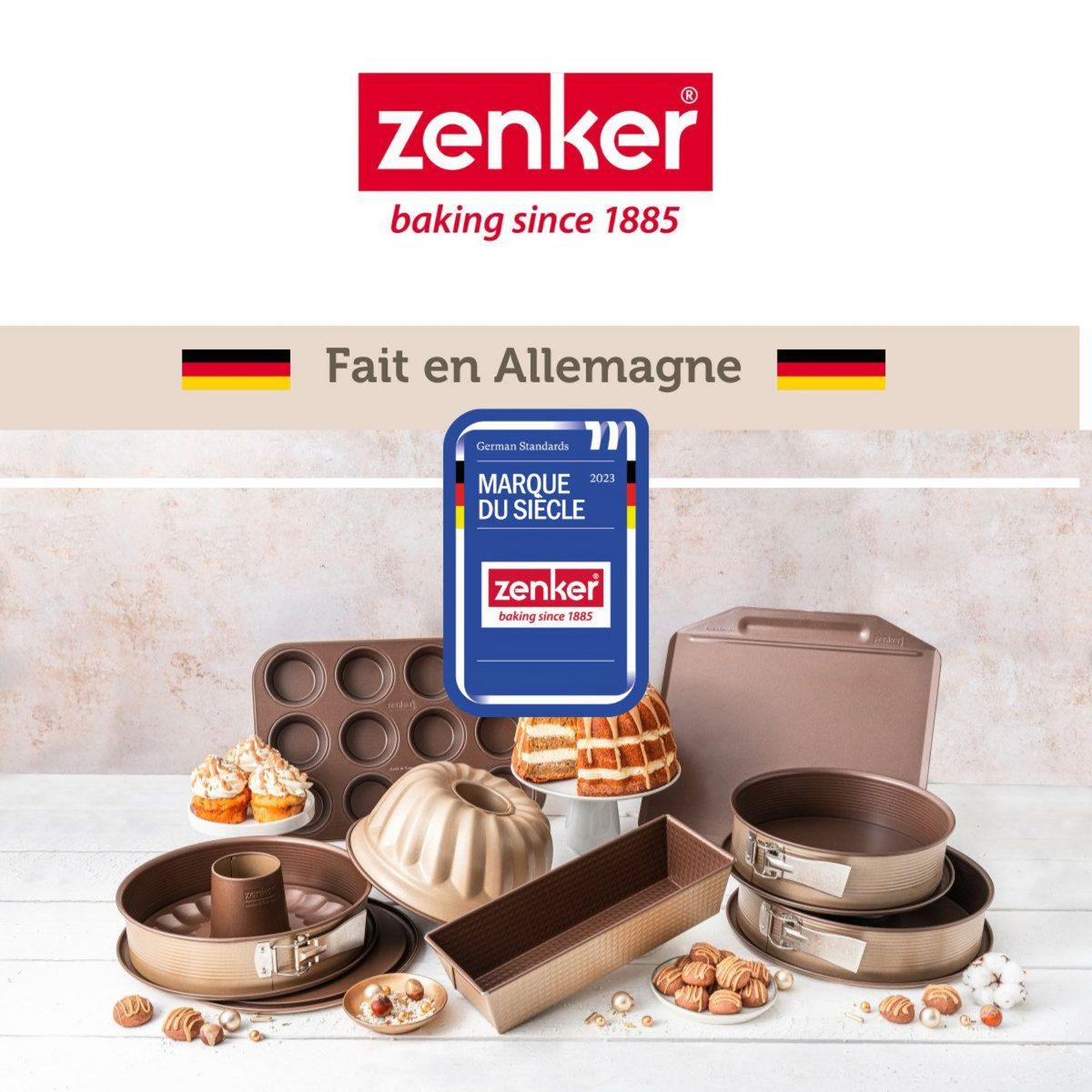 ZENKER Ensemble de 2 Plaques à pâtisserie sans rebords 36 x 33 cm Zenker Mojave Gold