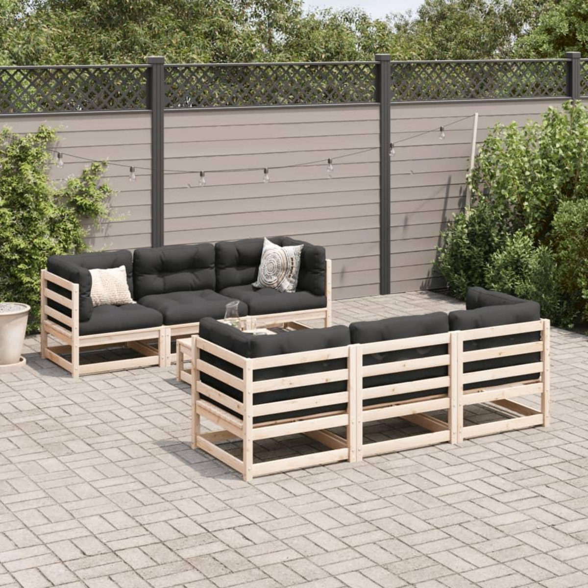 VIDAXL Salon de jardin 7 pcs avec coussins bois de pin massif