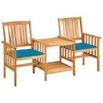 VIDAXL Chaises de jardin avec table a the et coussins Acacia solide