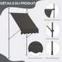 Voir la diapositive 6 : OUTSUNNY Store banne autoportant manuel rétractable 1,5L x 1,2l x 2,1-3H m inclinaison réglable métal alu polyester gris