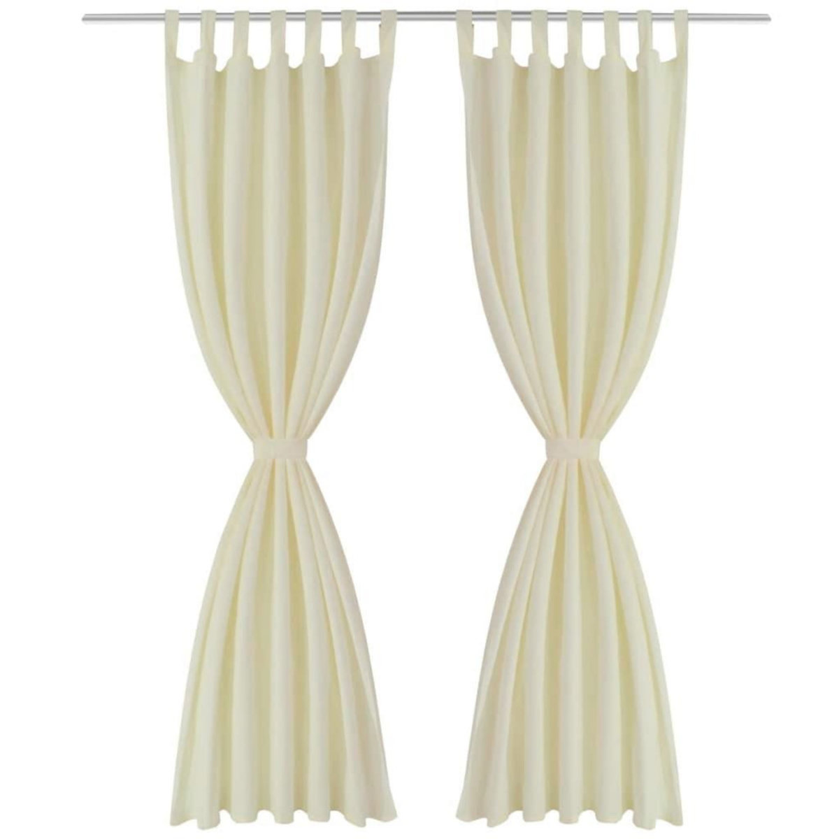 VIDAXL 2 pcs Rideau a Passant Micro Satin Creme 140 x 245 cm