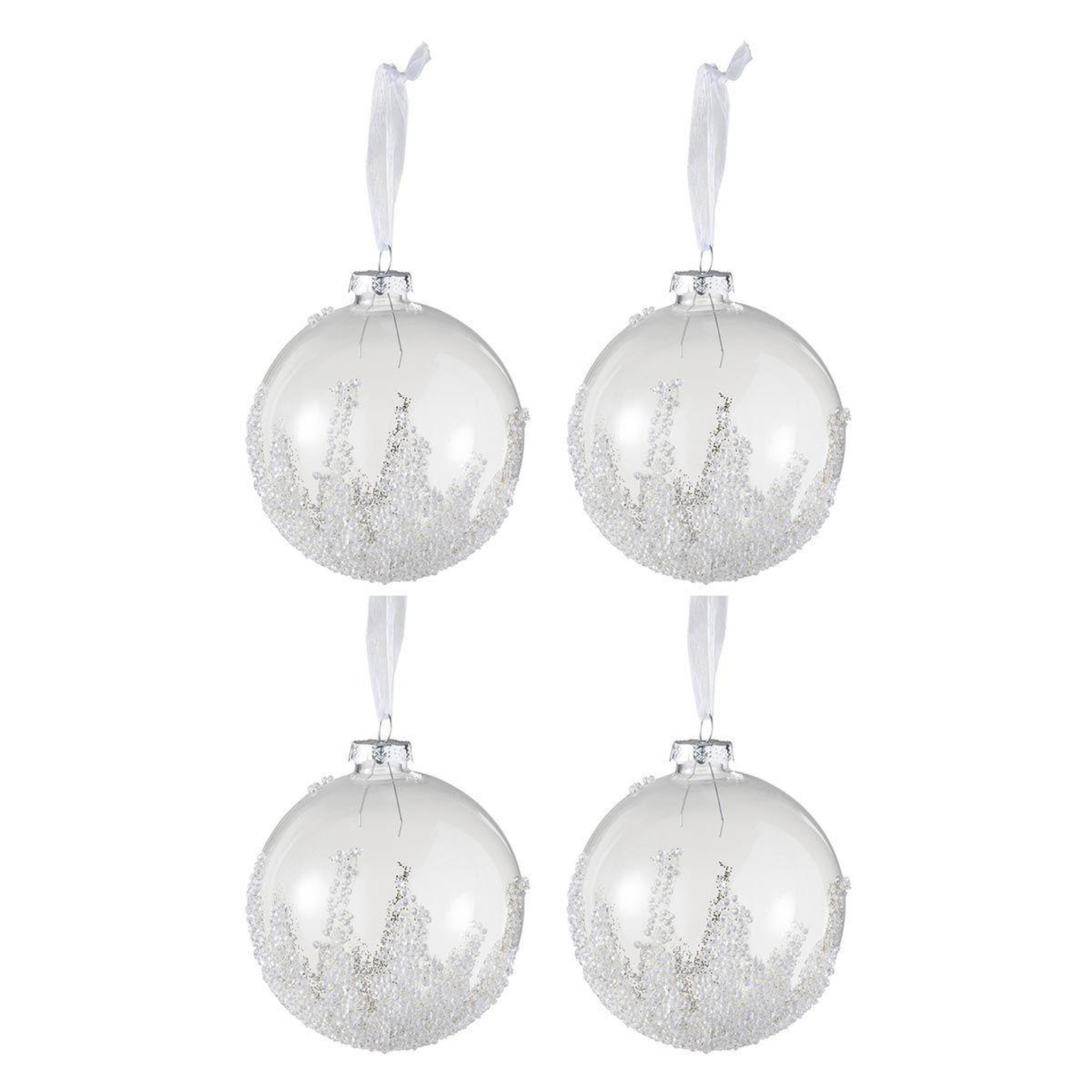 J-LINE Lot de 4 boules de noël  sucre  10cm transparent