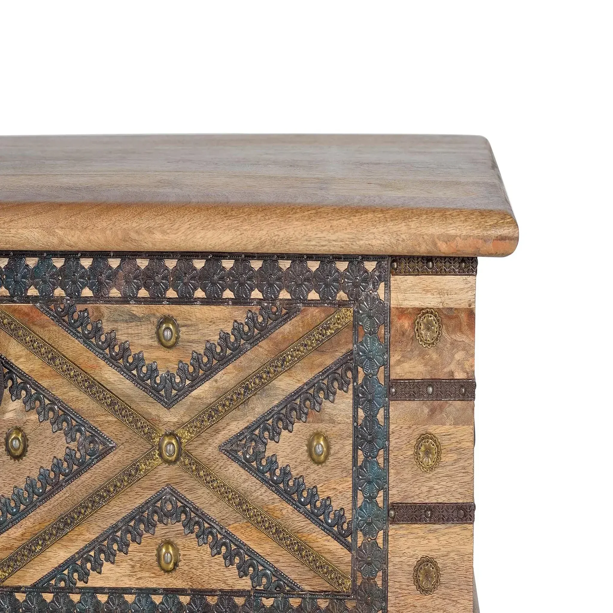 Voir la diapositive 2 : GINER Y COLOMER SL Coffre en bois de manguier 116 cm style vintage ethnique