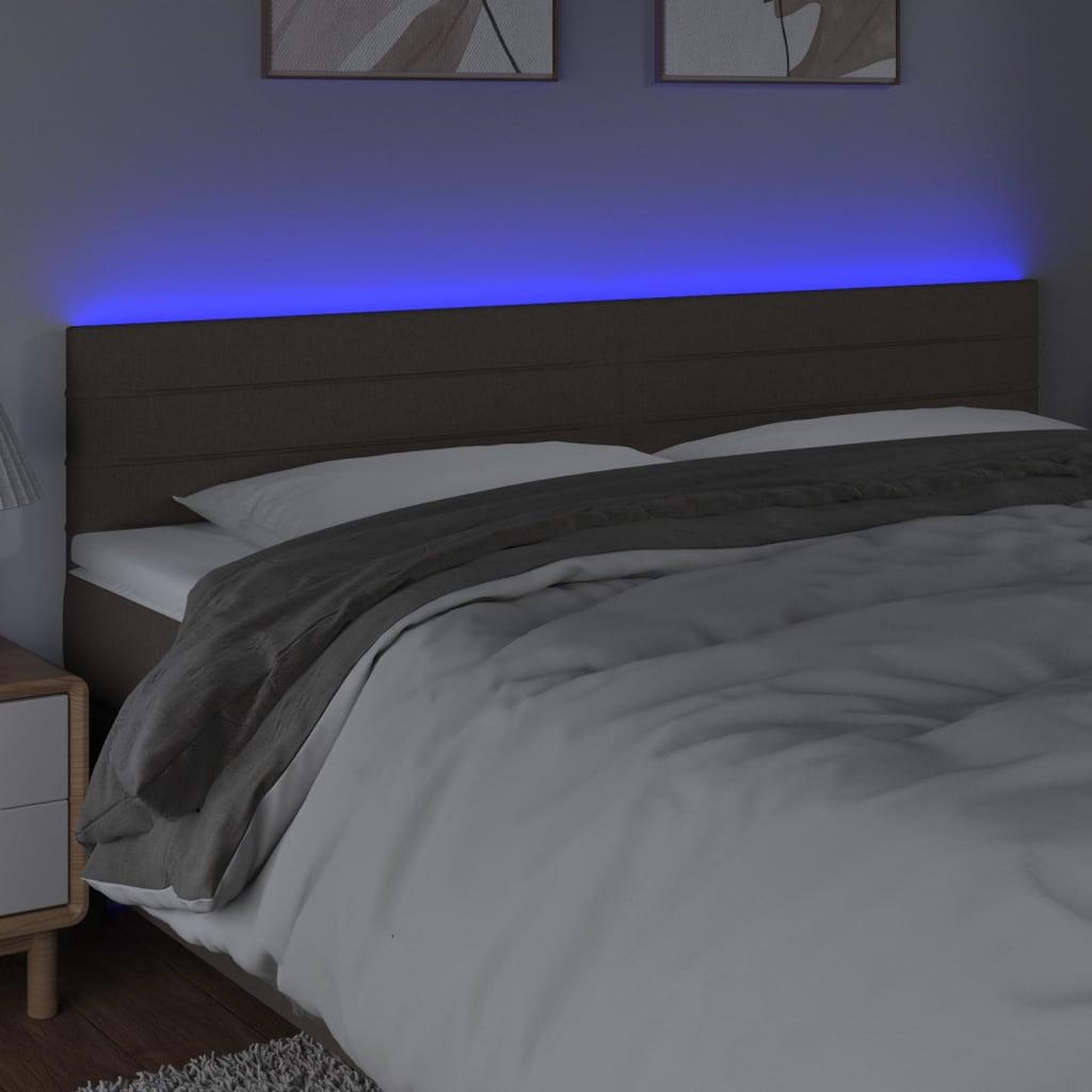 Voir la diapositive 3 : VIDAXL Tete de lit a LED Taupe 200x5x78/88 cm Tissu