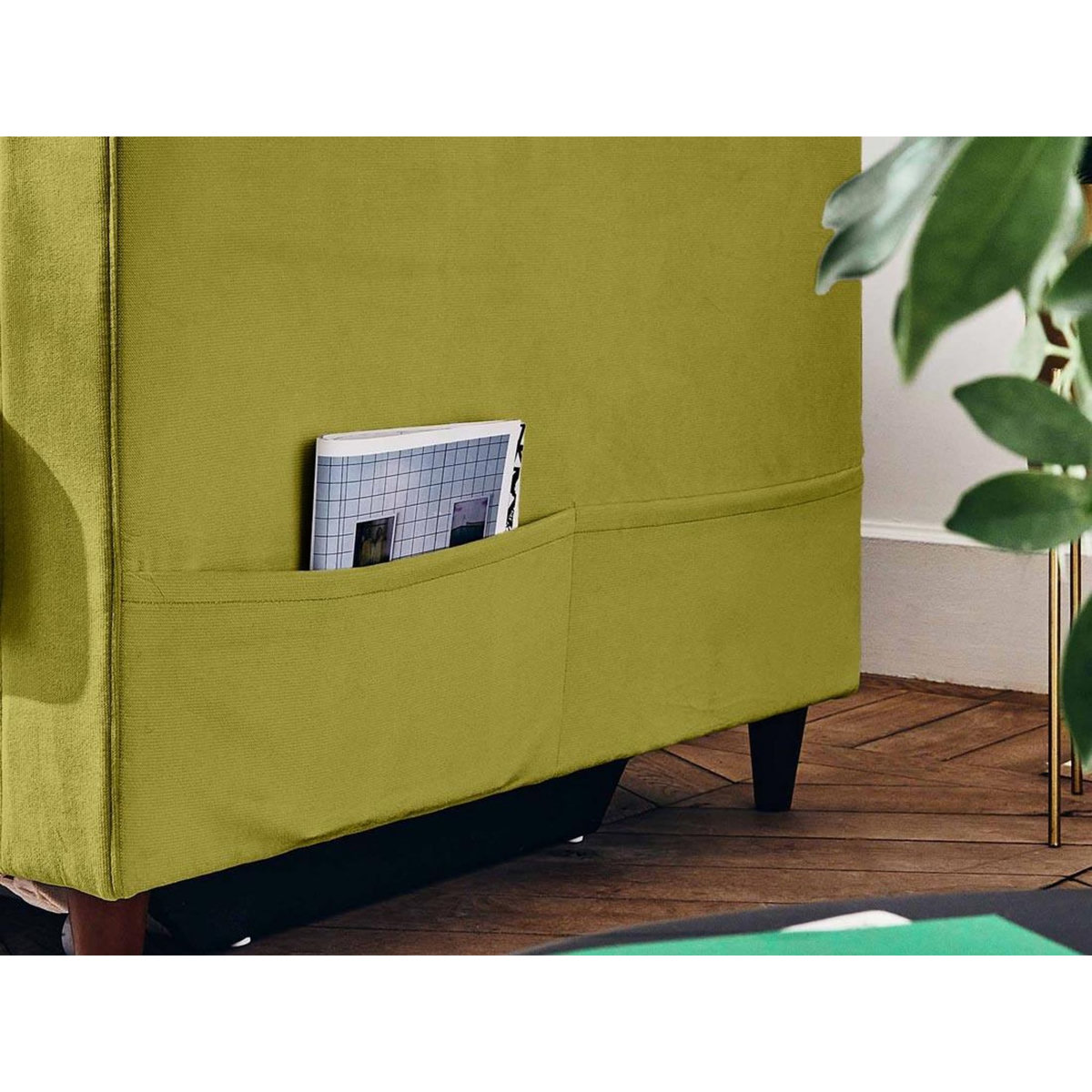 LISA DESIGN Anna - canapé droit 3 places convertible avec poche en velours