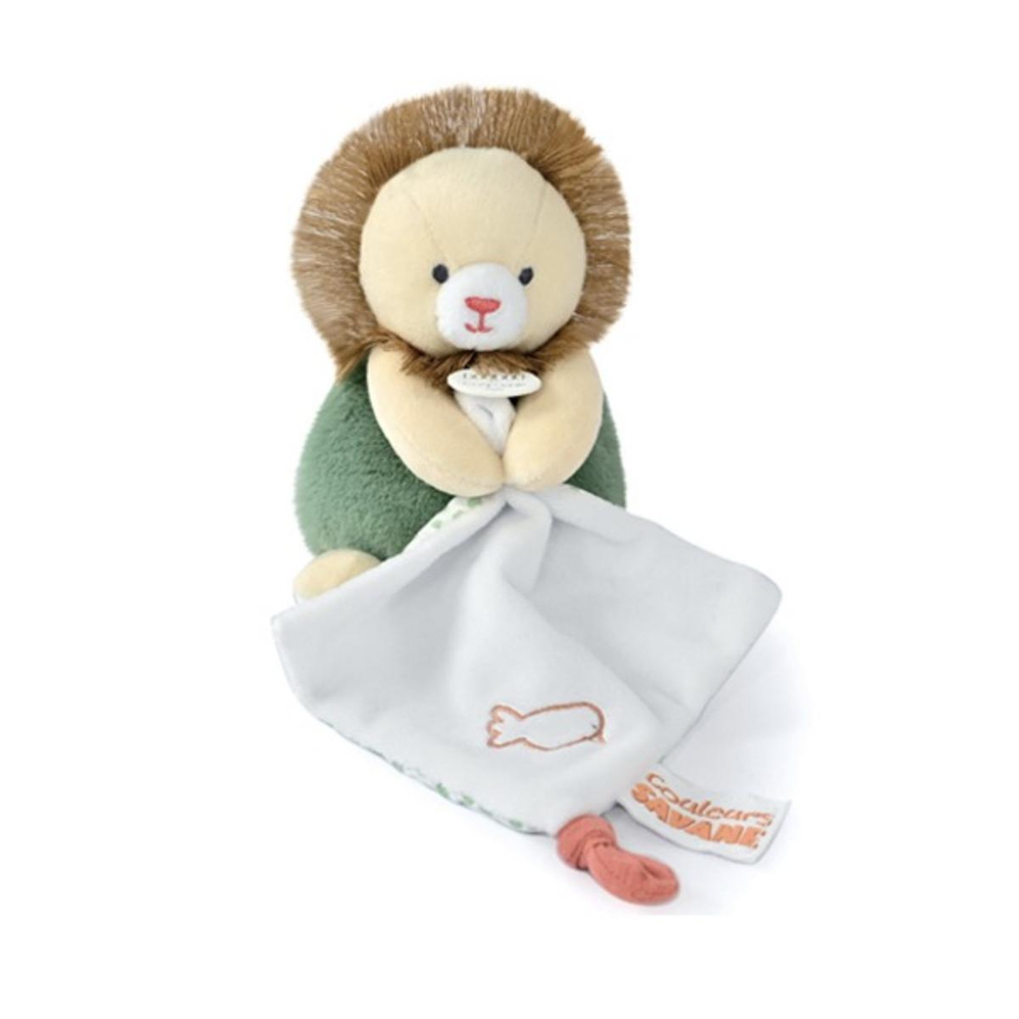 Voir la diapositive 2 : DOUDOU ET COMPAGNIE Peluche lion beige avec doudou mouchoir