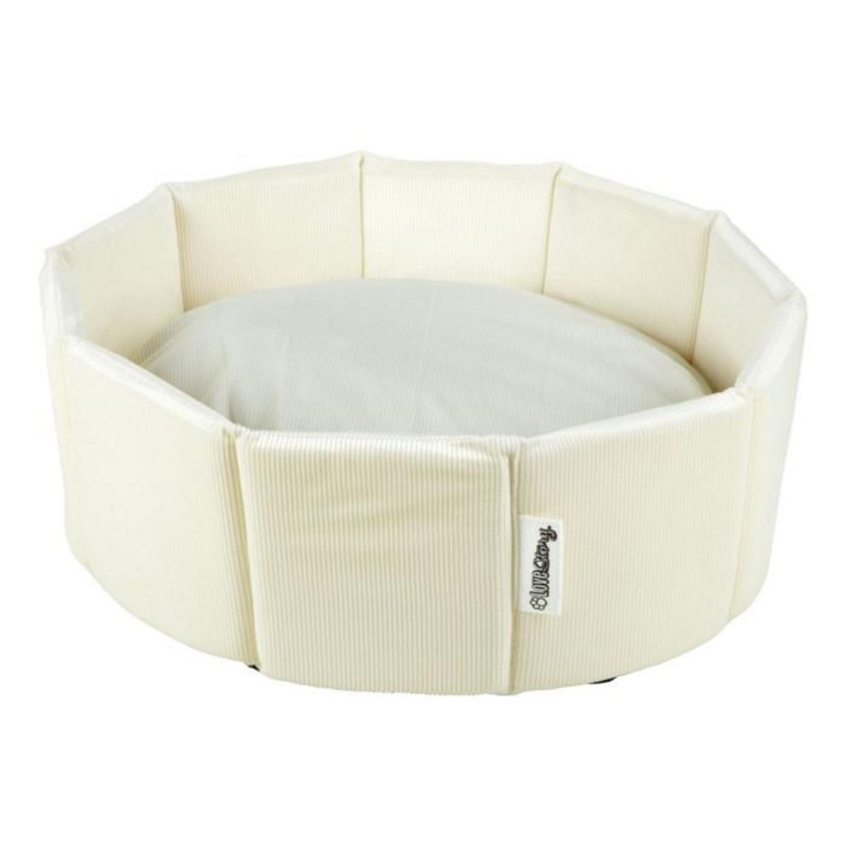 Paris Prix Panier Rond Chien & Chat Velours  Crafty  38cm Écru