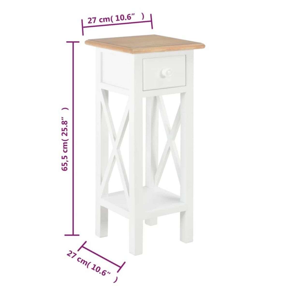 VIDAXL Table d'appoint Blanc 27 x 27 x 65,5 cm Bois