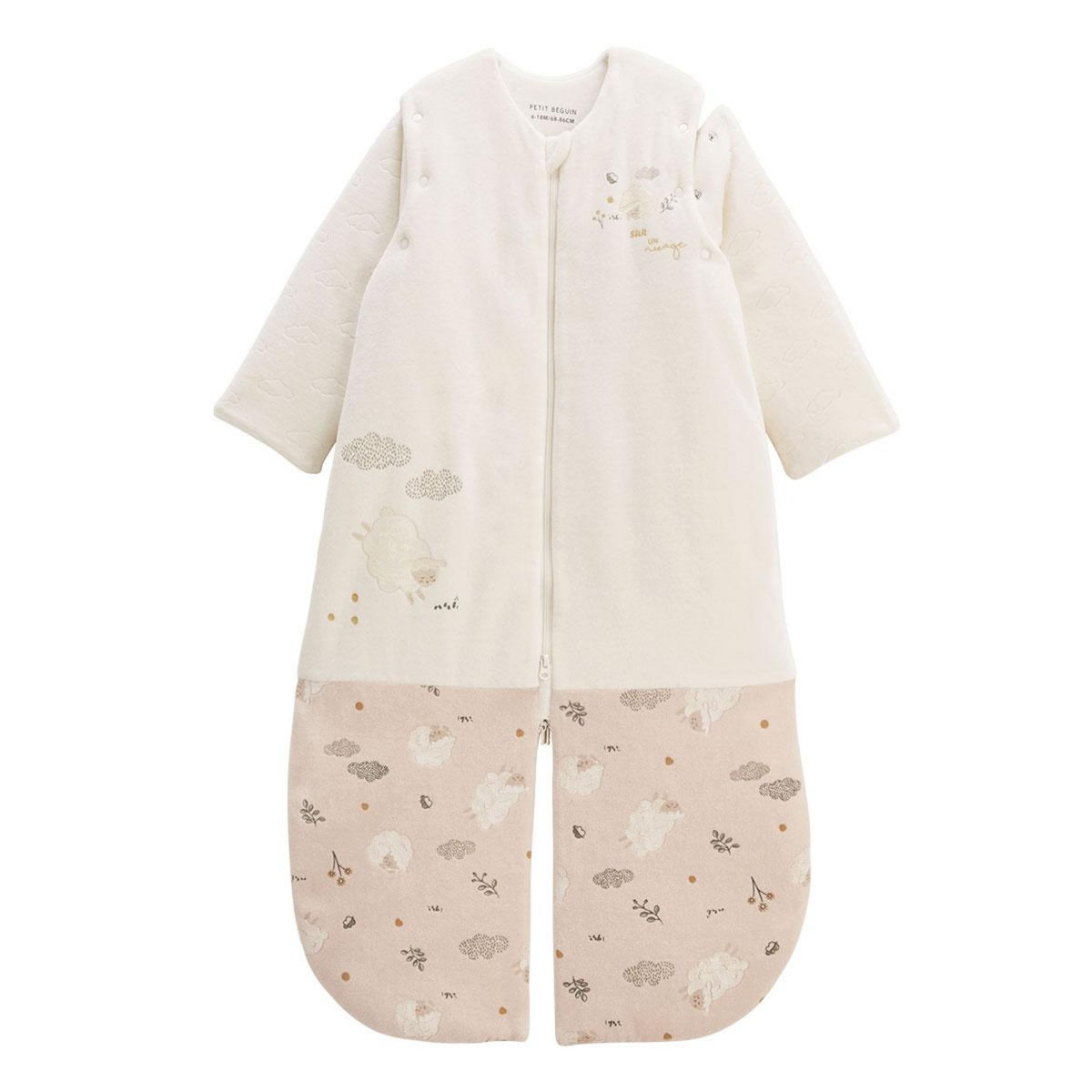 Petit Béguin Turbulette d'hiver en velours avec manches amovibles et jambes séparables Câlins