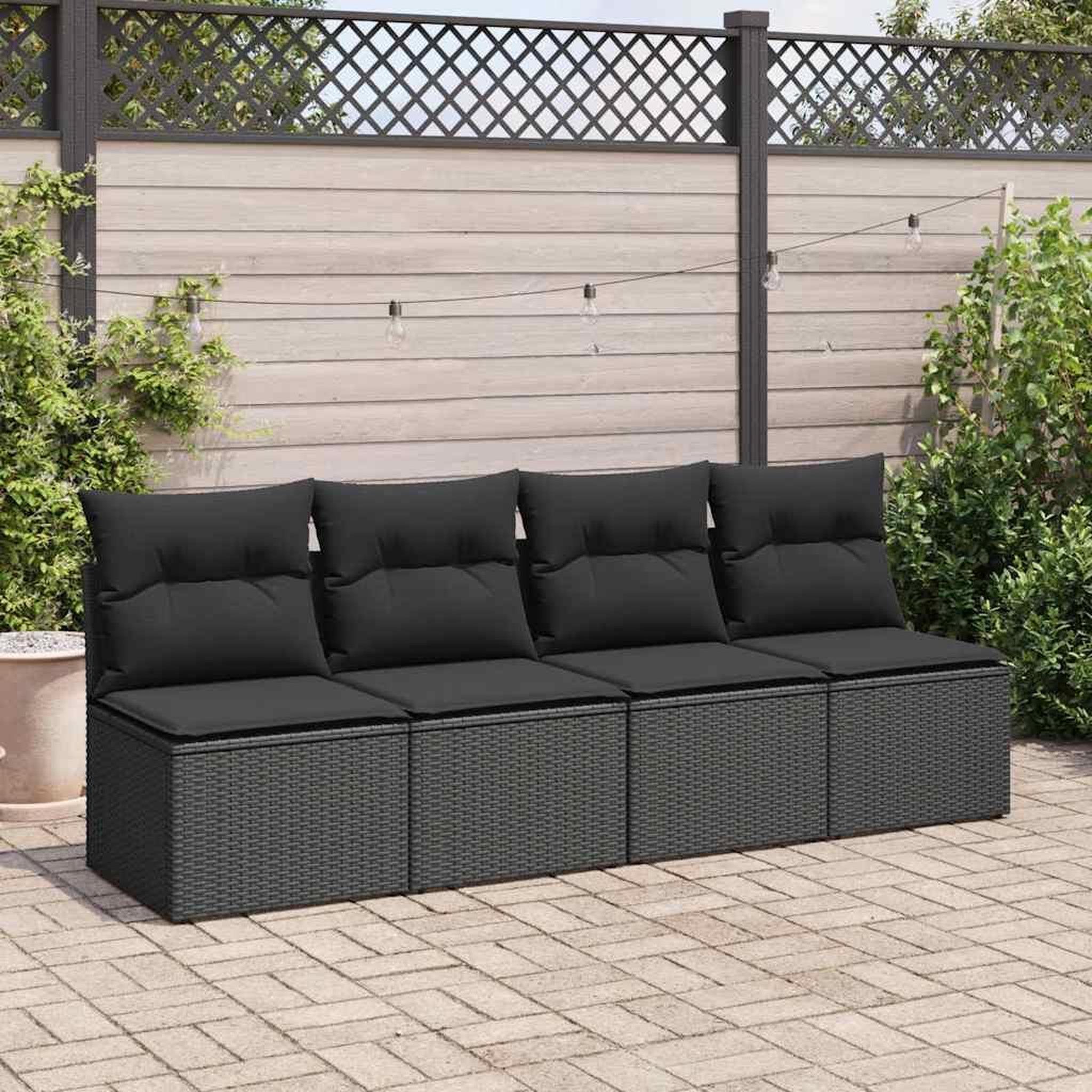 Voir la diapositive 3 : VIDAXL Salon de jardin avec coussins 2 pcs noir resine tressee acacia