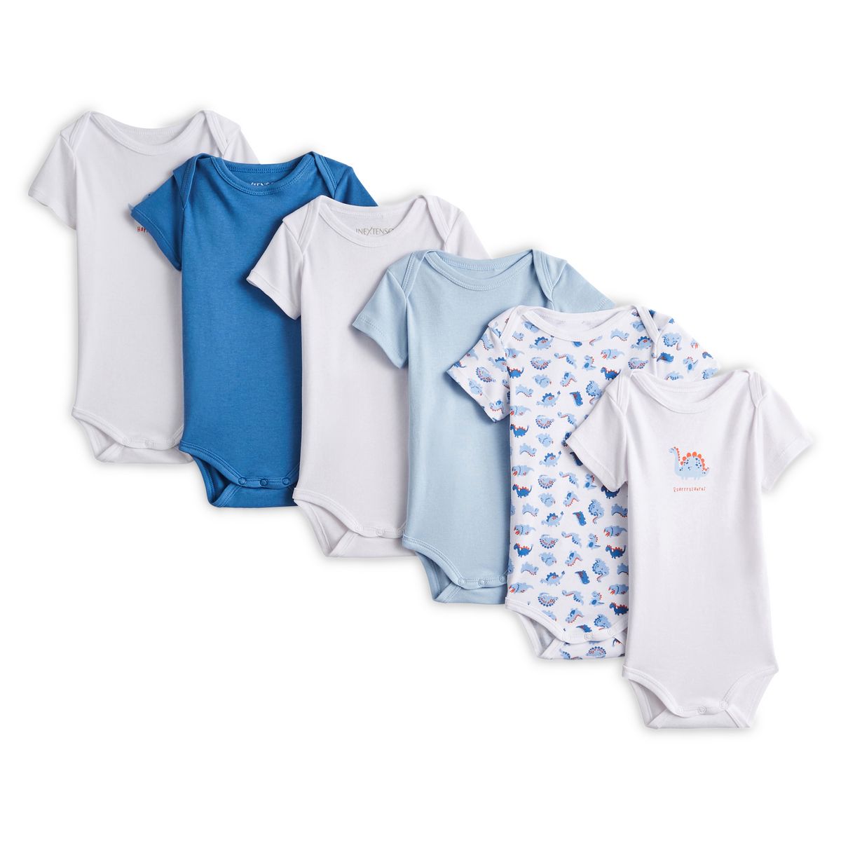 INEXTENSO Lot de 6 bodies manches courtes dinosaures bébé garçon