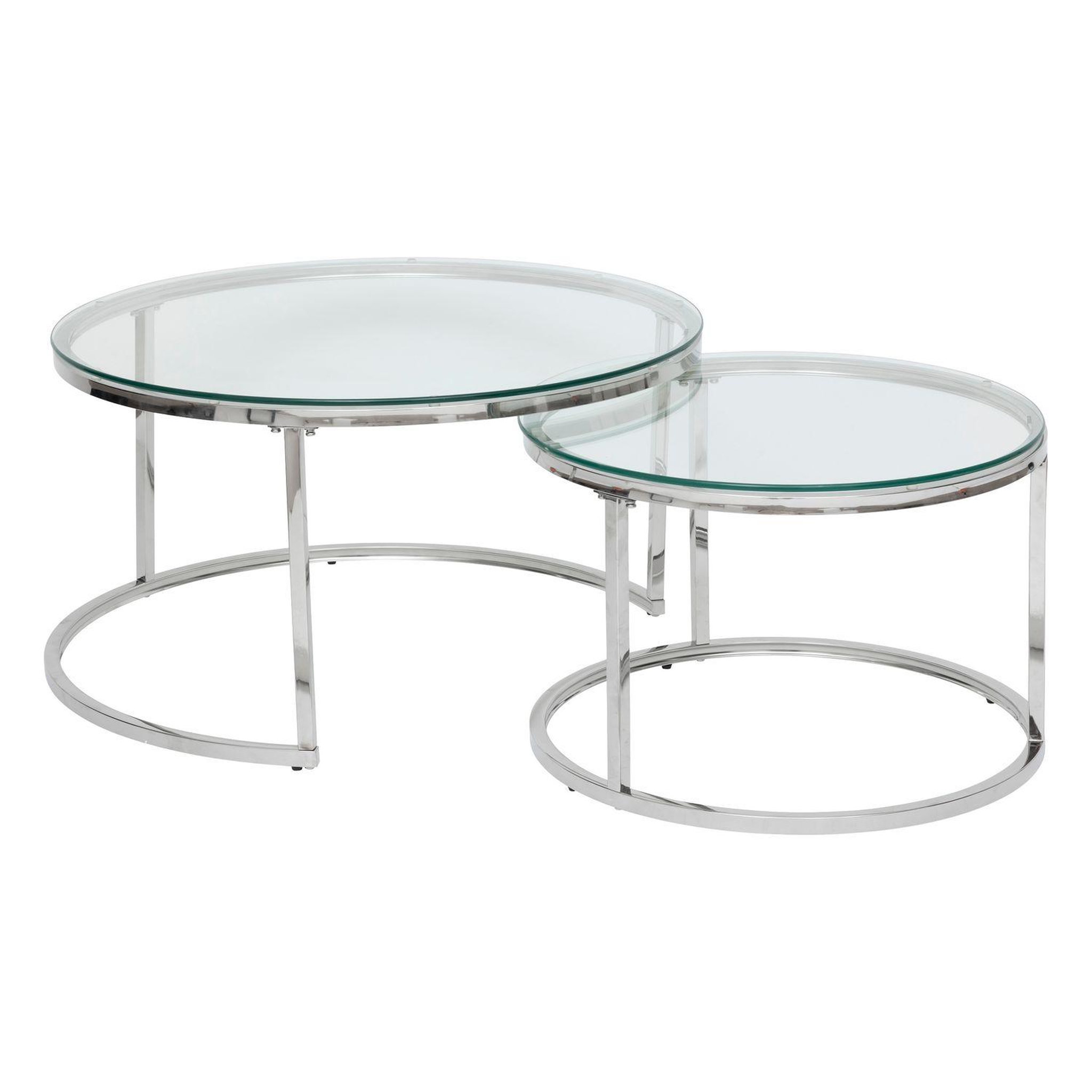 ATMOSPHERA Ensemble de 2 tables basses gigognes en verre et inox kneo - argent