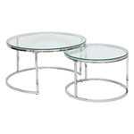 ATMOSPHERA Ensemble de 2 tables basses gigognes en verre et inox KNEO - Argent