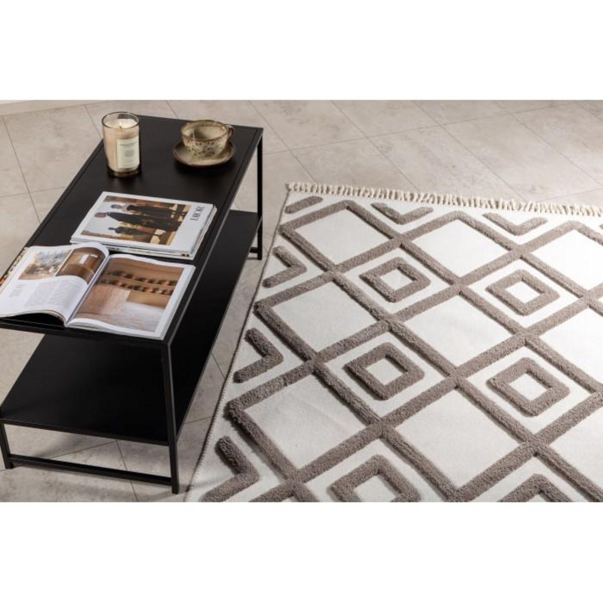 Paris Prix Tapis Design avec Franges  Towa  160x230cm Marron