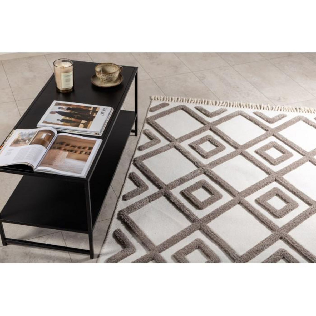 Paris Prix Tapis Design avec Franges  Towa  160x230cm Marron