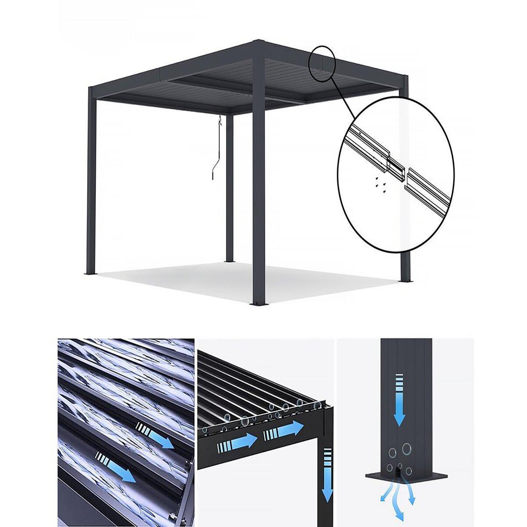 Voir la diapositive 3 : Habitat et Jardin Pergola bioclimatique en aluminium  windsor  - 3 x 4 m - anthracite