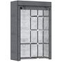 Voir la diapositive 1 : HOMCOM Armoire penderie multi-rangement - 6 étagères, 1 barre - dim. 103L x 43l x 162,5H cm - acier noir non tissé gris